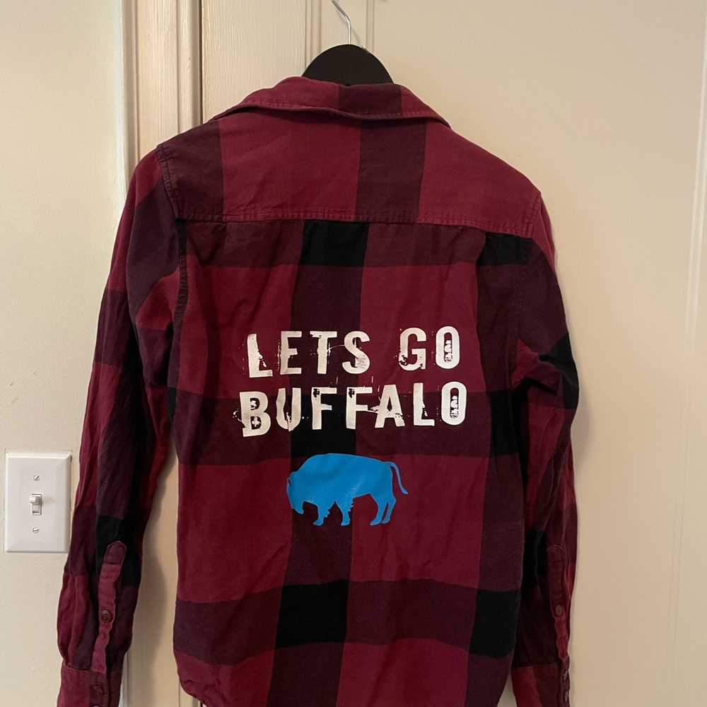 Handpainted Arizona Jean Company Red and Black Plaid Buffalo Shirt